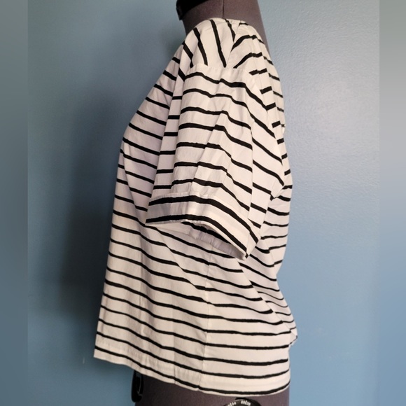 J Crew Womens Top Size XS Striped Knit Shirt Boat Neck 3/4 Sleeves White Blue - Picture 5 of 6